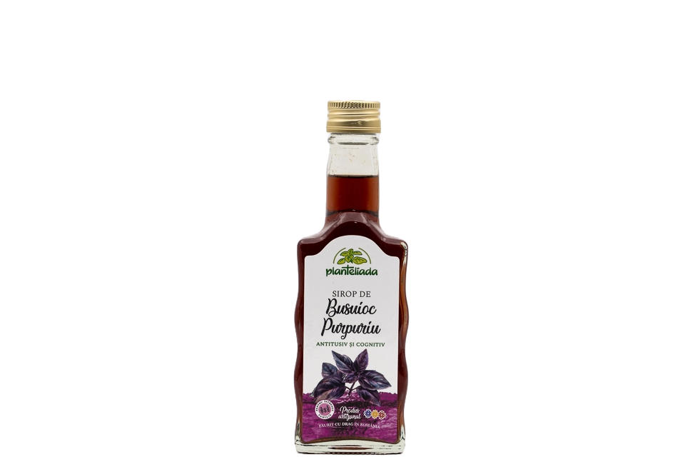 Sirop de Busuioc Purpuriu natural pentru tuse și echilibru respirator, disponibil în iunie.